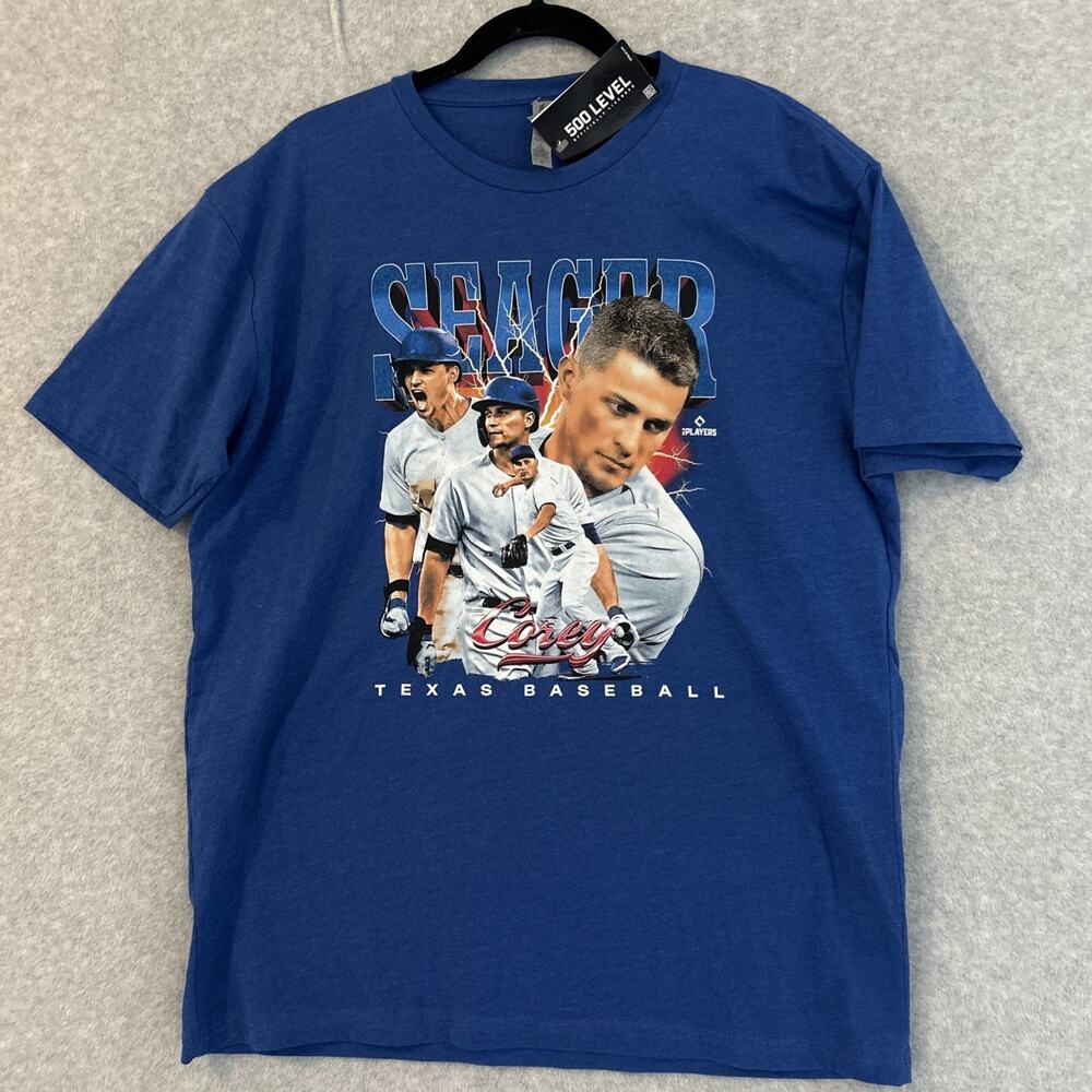 500 Level Corey Seager Texas Rangers MLB T-Shirt Mens XL Blue Graphic Tee NWT